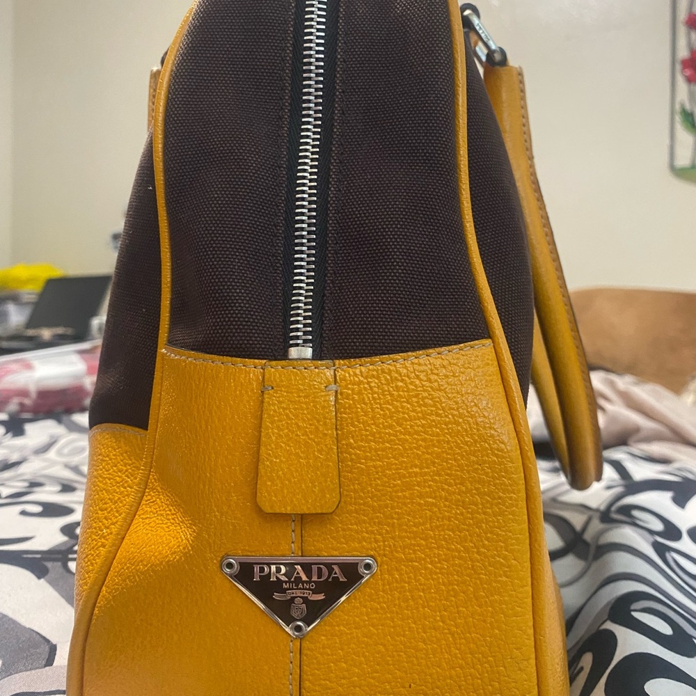 Prada Yellow and Brown Travel Bag - Picture 1 of 16